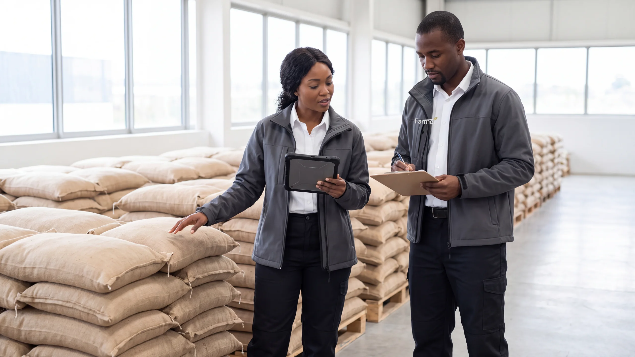 Stock being checked in a feed store