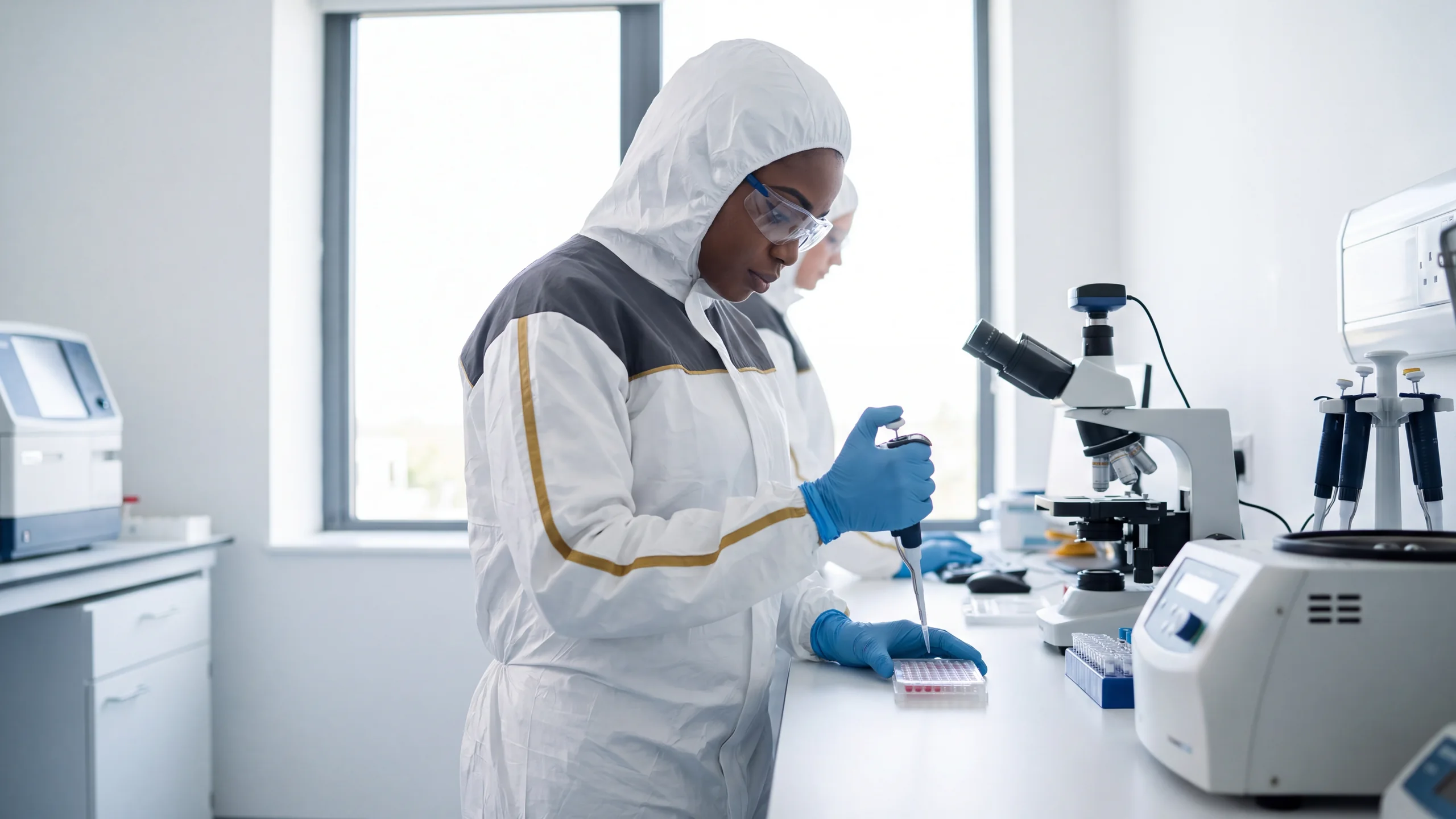 A scientist working on a sample in the Farmci laboratory